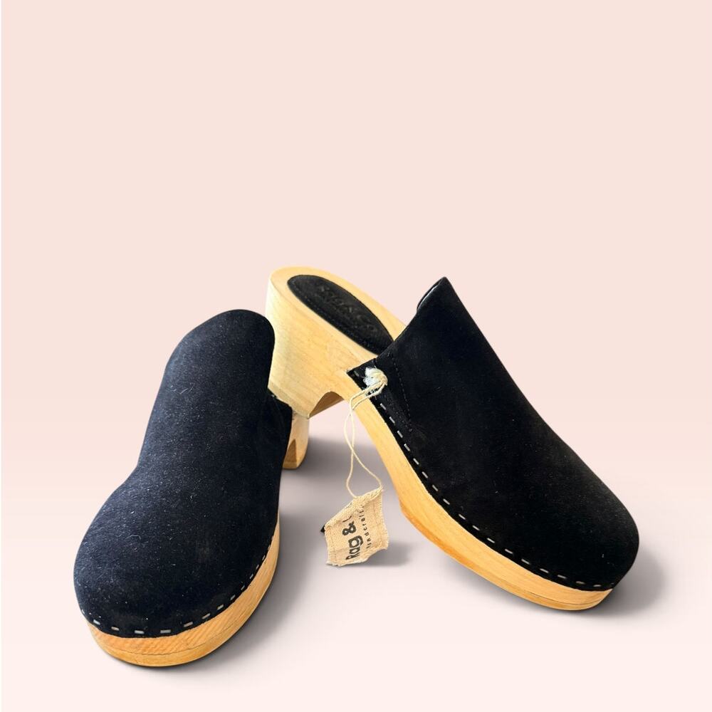 Rag & Co Darcie Women's Suede Clogs Onyx -9- NWT